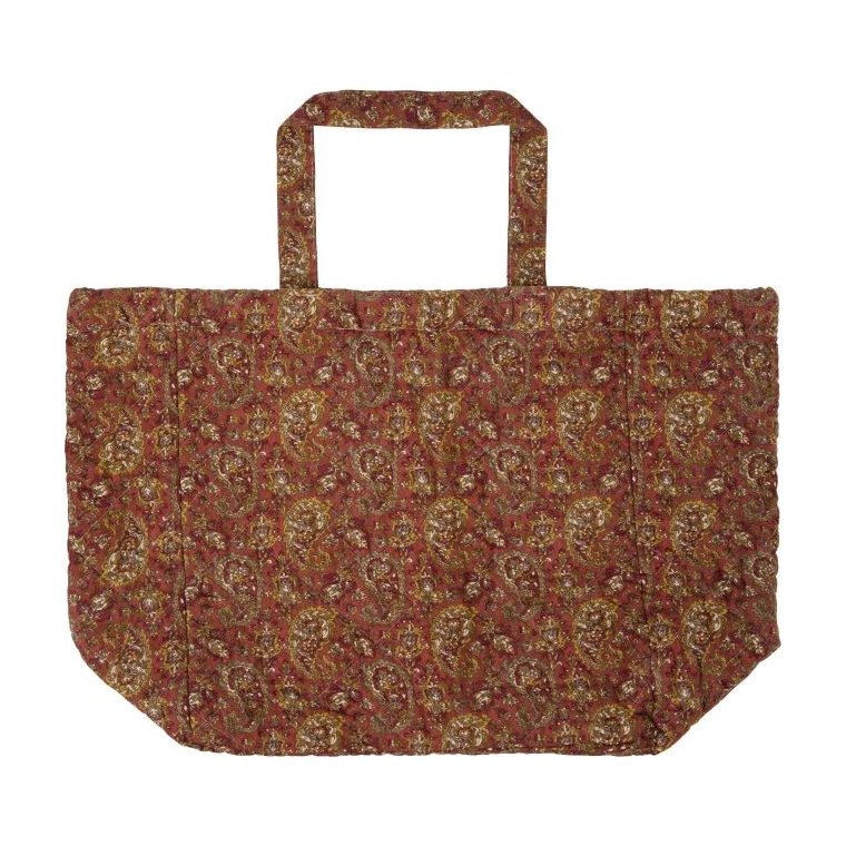 Ib Laursen - Taske quiltet rosa m/gr�nt, gr�t og m�rkrosa paisleym�nster