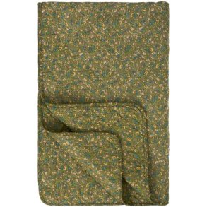 Ib Laursen - Quilt gr� m/gr�nne, bl� og rosa blomster