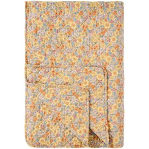 Ib Laursen - Quilt gul m/gule, bl�, orange og lilla blomster