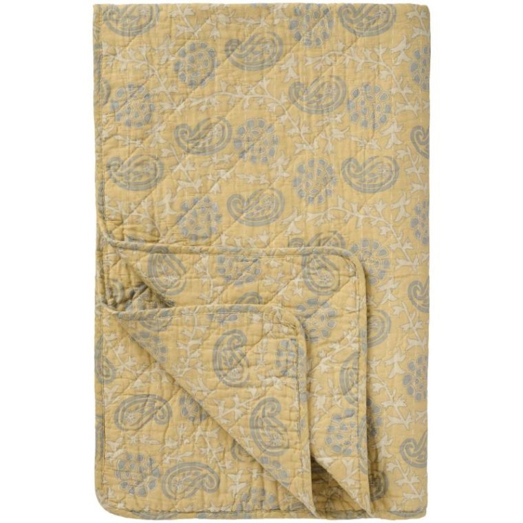 Ib Laursen - Quilt sart gul m/off white og gr�t m�nster