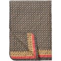 IB LAURSEN - Quilt mrkebl m/rosa og naturfarvet mnster, kanter p langs