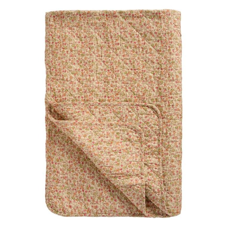 Ib Laursen - Quilt m/r�de, gr�nne og orange blomsterranker