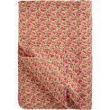 Ib Laursen - Quilt beige m/r�de og rosa blomster, gr�nne blade