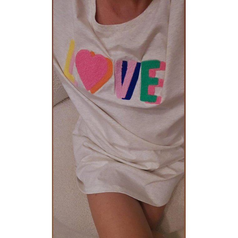 LULU�S LOVE - Love T-shirt dress short sleeves - Double heart - multi/grey melange