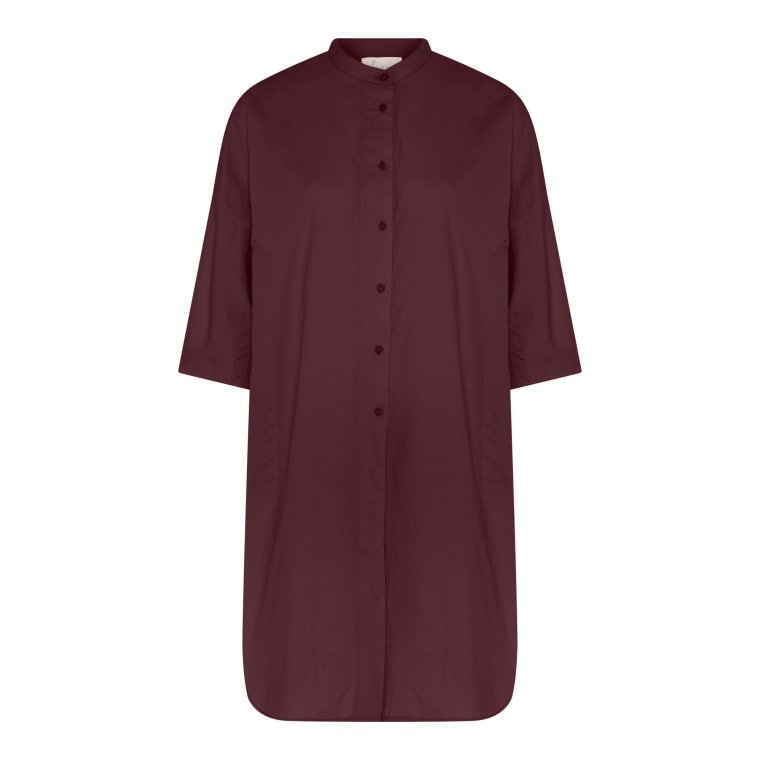 FRAU - Seoul lang skjorte - Red Mahogany