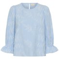 KAFFE - KAmarlee Blouse - White Blue Embroidery Stripe