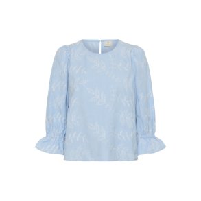 KAFFE - KAmarlee Blouse - White Blue Embroidery Stripe
