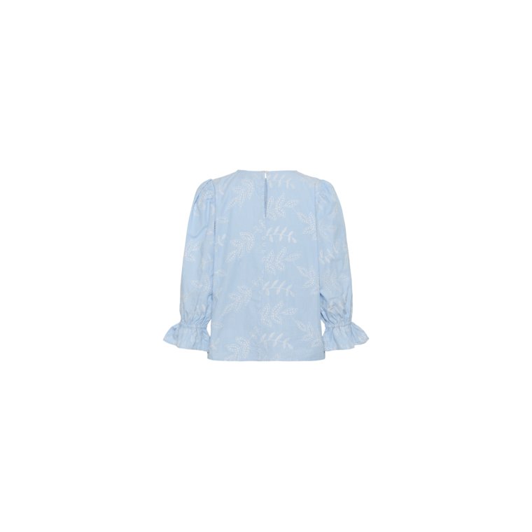 KAFFE - KAmarlee Blouse - White Blue Embroidery Stripe