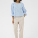 KAFFE - KAmarlee Blouse - White Blue Embroidery Stripe