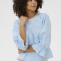KAFFE - KAmarlee Blouse - White Blue Embroidery Stripe