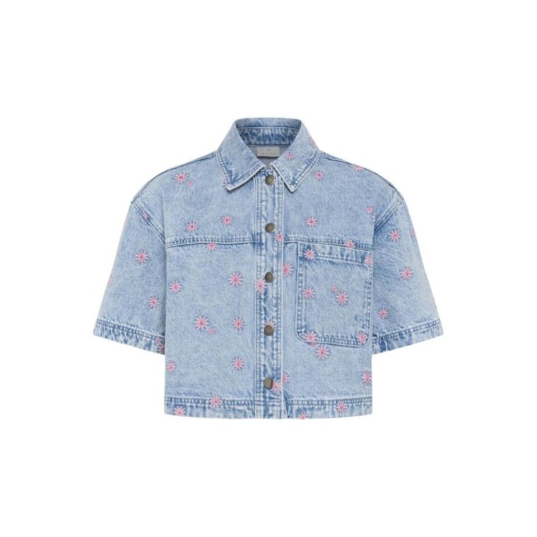 Kaffe - KAbabena Denim Shirt -  Blue Denim/Pink Flower Emb