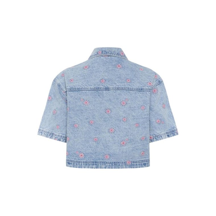 Kaffe - KAbabena Denim Shirt -  Blue Denim/Pink Flower Emb