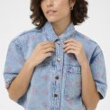 Kaffe - KAbabena Denim Shirt -  Blue Denim/Pink Flower Emb