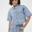 Kaffe - KAbabena Denim Shirt -  Blue Denim/Pink Flower Emb