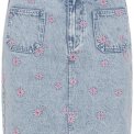 Kaffe - KAbabena Denim Skirt - Blue Denim/Pink Flower Emb