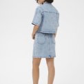 Kaffe - KAbabena Denim Skirt - Blue Denim/Pink Flower Emb