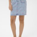 Kaffe - KAbabena Denim Skirt - Blue Denim/Pink Flower Emb