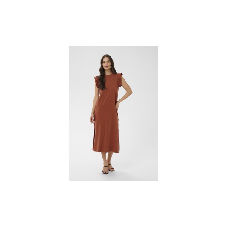 KAFFE - KAcelina Flounce Dress - BROWN