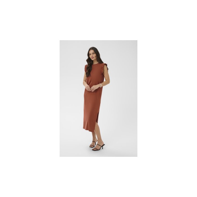 KAFFE - KAcelina Flounce Dress - BROWN