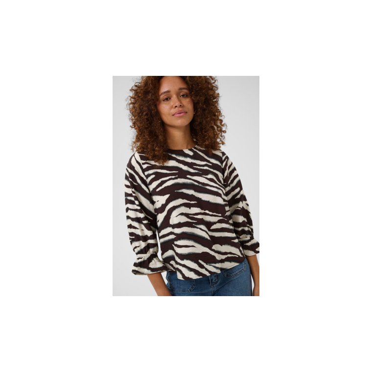 Kaffe - KAviky Blouse - Coffee Bean/Turtledove Animal