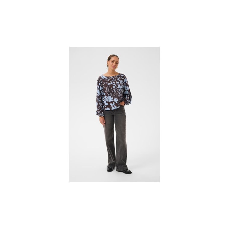 Kaffe - KAnadira Blouse - Coffee Bean/Blue Fog Flower