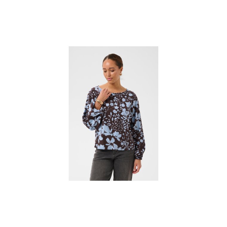 Kaffe - KAnadira Blouse - Coffee Bean/Blue Fog Flower