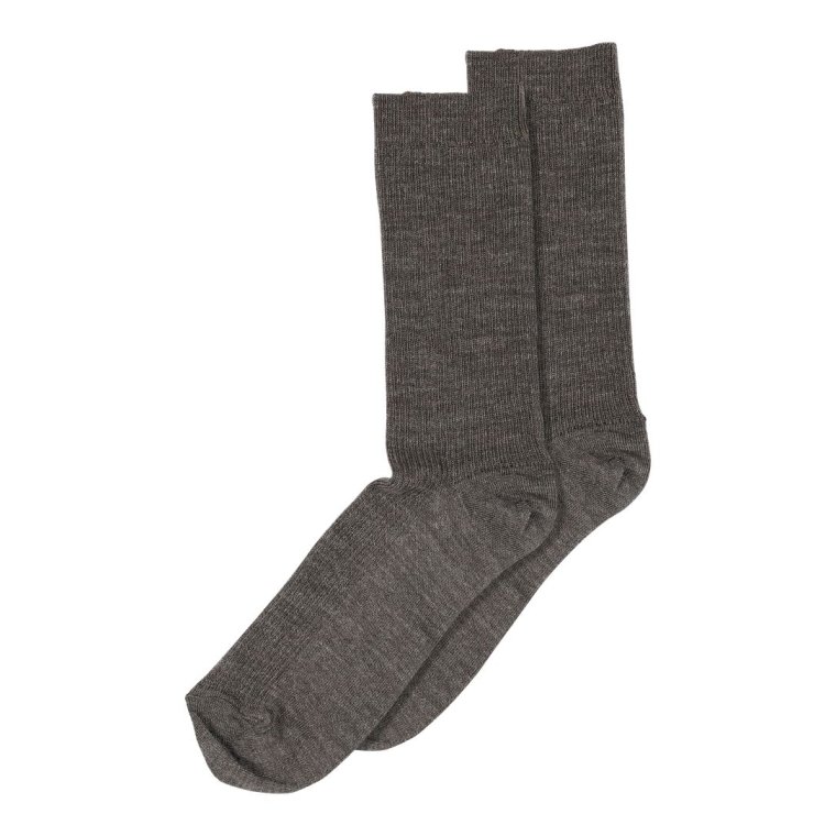 Mp Denmark - Fine wool rib socks - Dark Brown