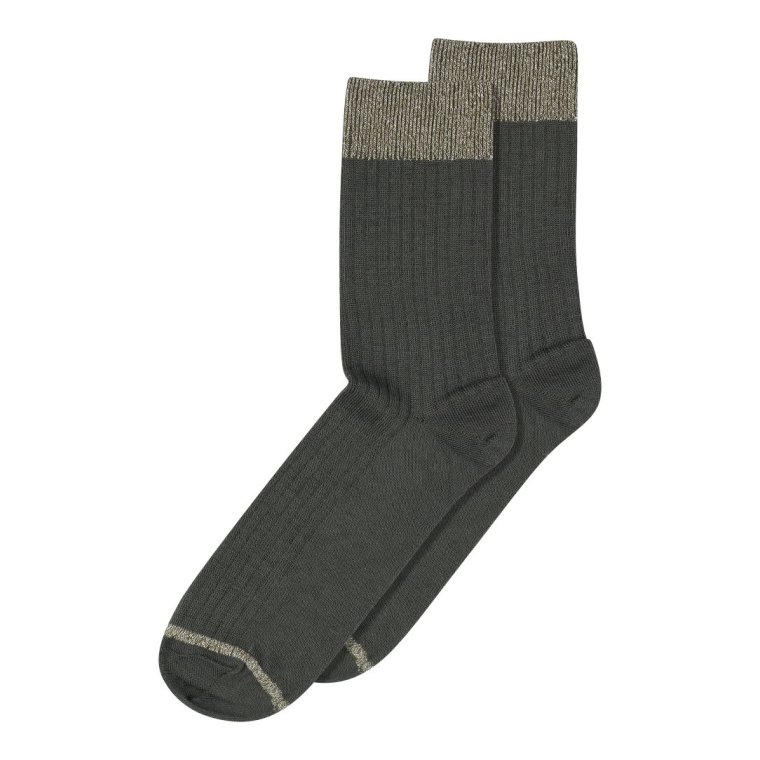 Mp Denmark - Erina wool rib socks - dusty ivy