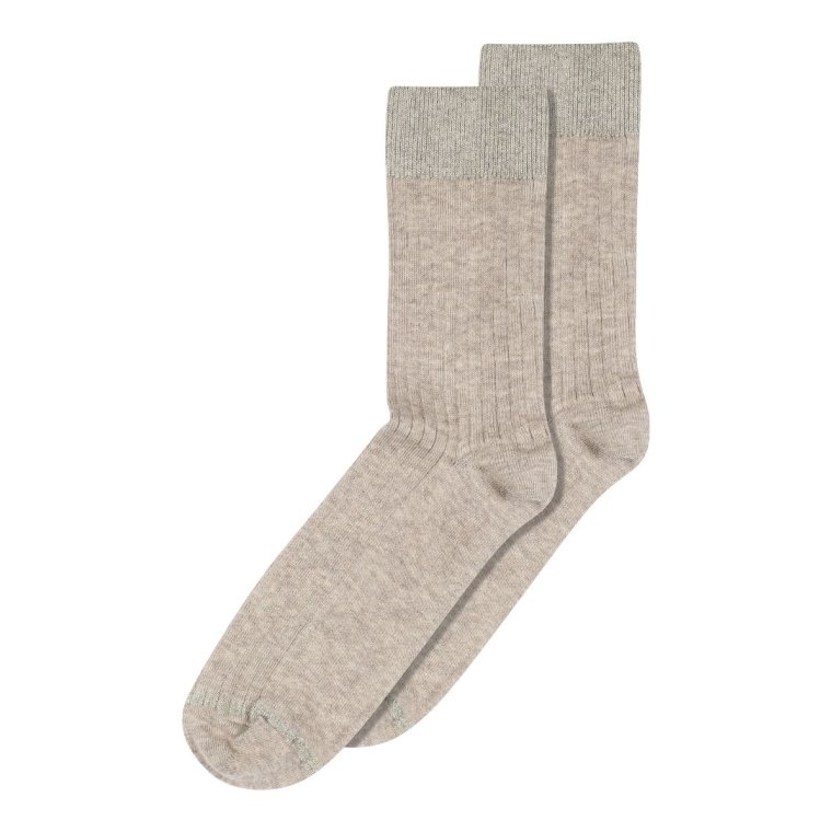 Mp Denmark - Erina wool rib socks - Light Brown melange