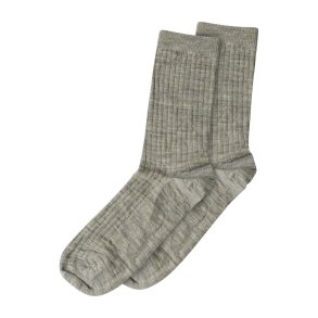 Mp Denmark - Wool rib socks - Light Brown Melange