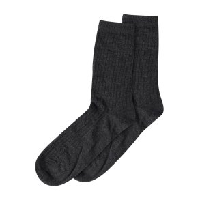 Mp Denmark - Wool rib socks - Dark Grey Melange