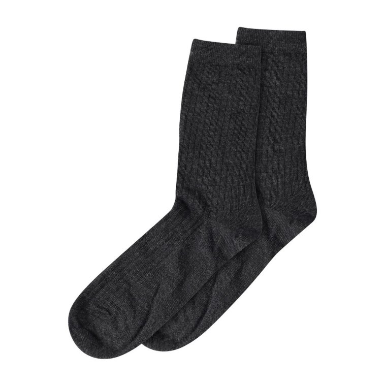 Mp Denmark - Wool rib socks - Dark Grey Melange