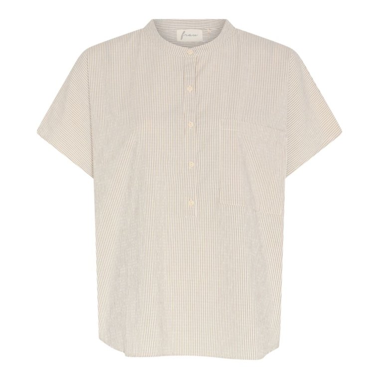 FRAU - Colombo ss top - Tapioca Coffee Stripe