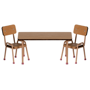 MAILEG - Bord og stole, Mus - Mrk pudder