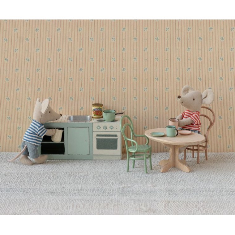 Maileg - Vintagestol, Mus, M�rk pudder