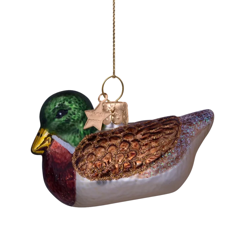 Vondels - Julekugle - glas - Brown/green duck