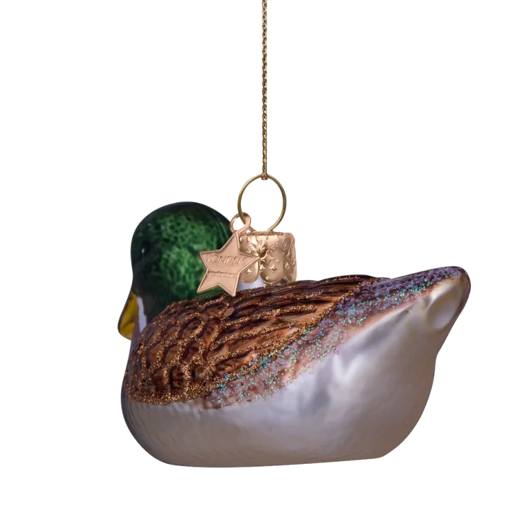 Vondels - Julekugle - glas - Brown/green duck