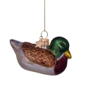 Vondels - Julekugle - glas - Brown/green duck