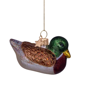 Vondels - Julekugle - glas - Brown/green duck