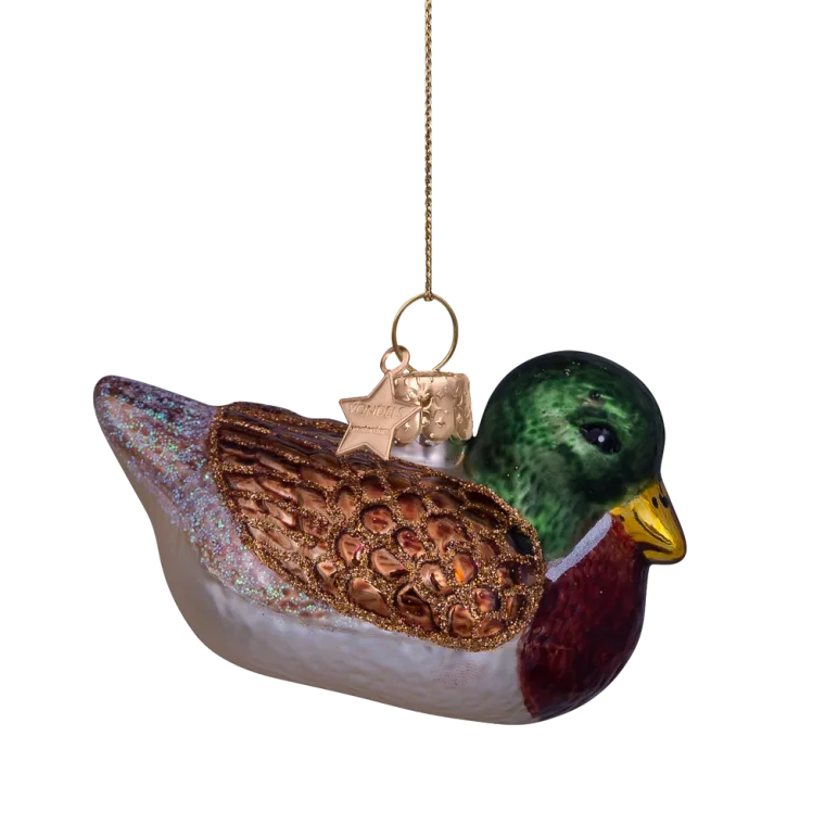 Vondels - Julekugle - glas - Brown/green duck