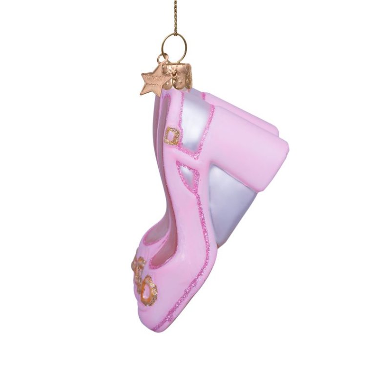 Vondels - Julekugle i glas - love pink slingback heel