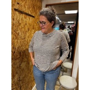 By Basics - 4068 sweather w/small turtleneck l/s - raw white/earth melange