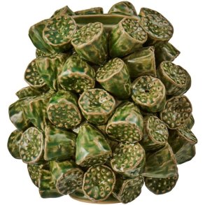 Ib Laursen - Vase glaseret Lotus gr�n �bning �:5,5 cm