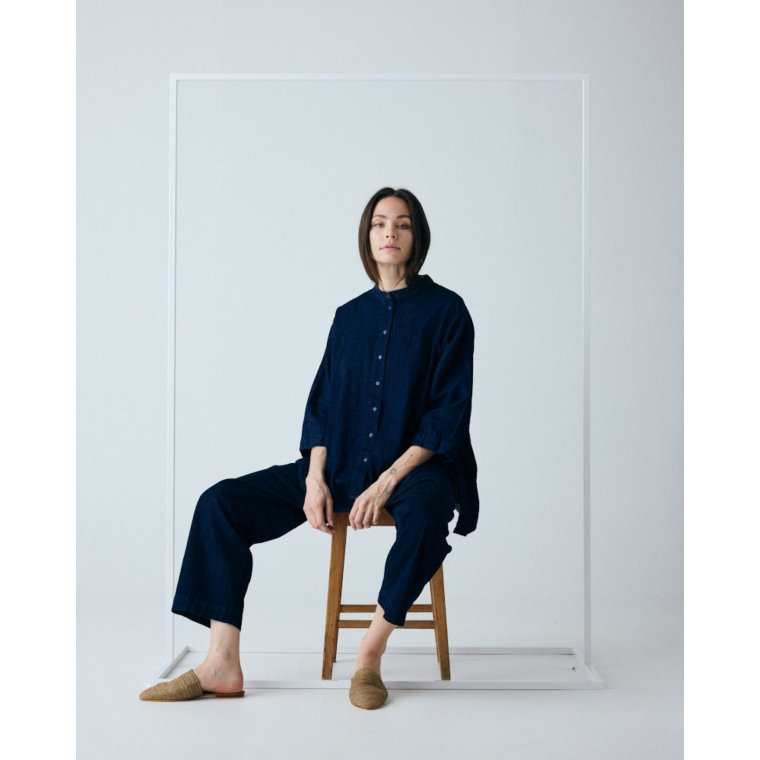 FRAU - Seoul denim skjorte - Dark blue denim