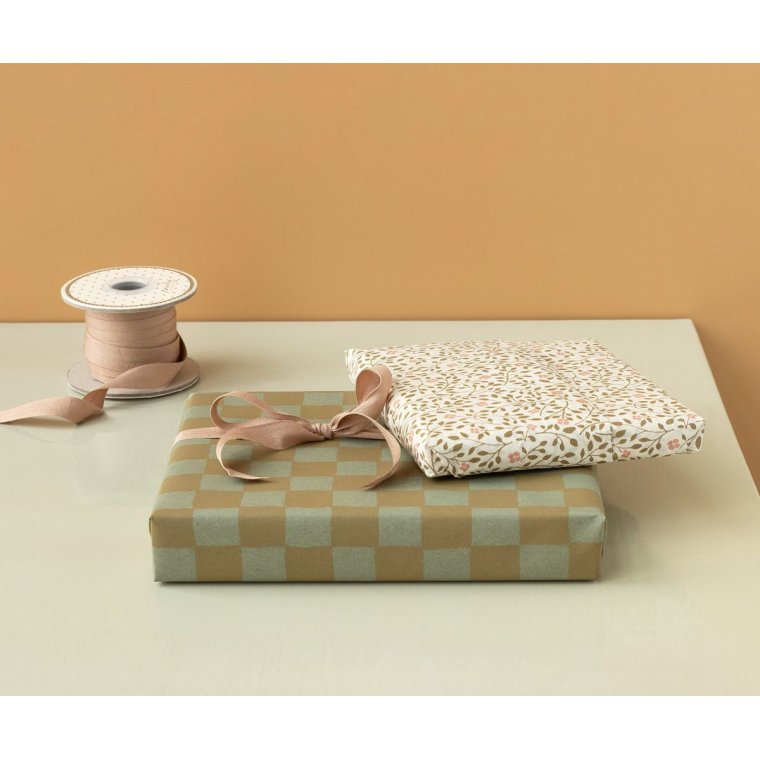 MAILEG - Gavepapir, 10 m - Tern - Mint/Okker