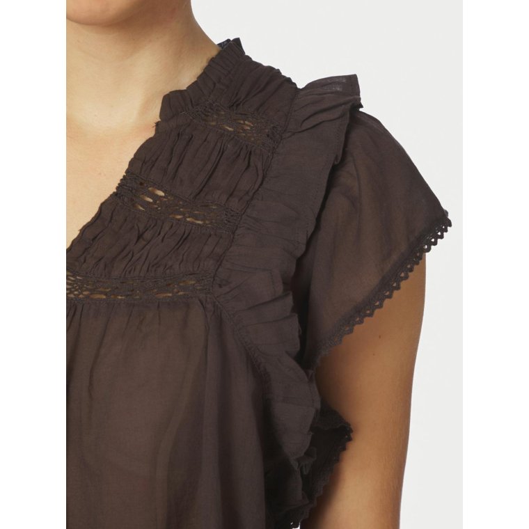 Neo Noir - JAYLA S VOILE TOP - Dark brown