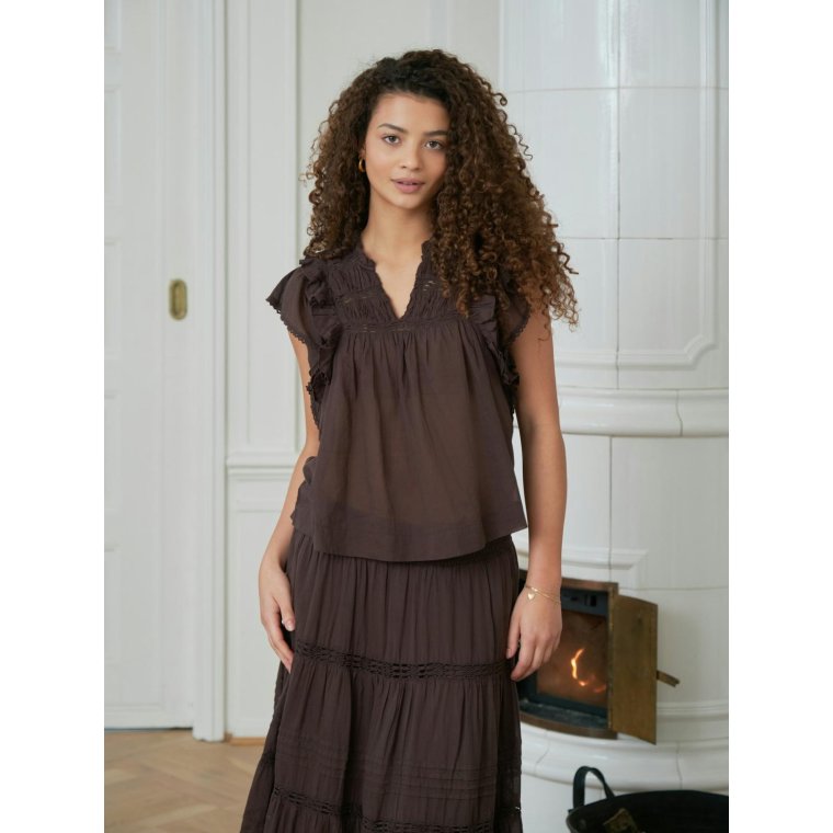 Neo Noir - JAYLA S VOILE TOP - Dark brown