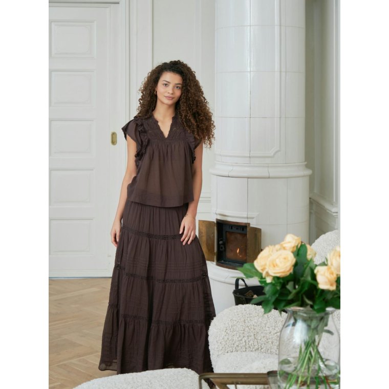 Neo Noir - JAYLA S VOILE TOP - Dark brown