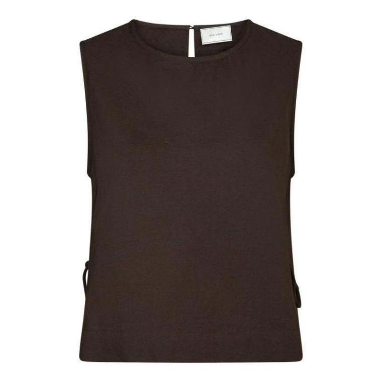 Neo Noir - Svetlana linen Top - Dark brown