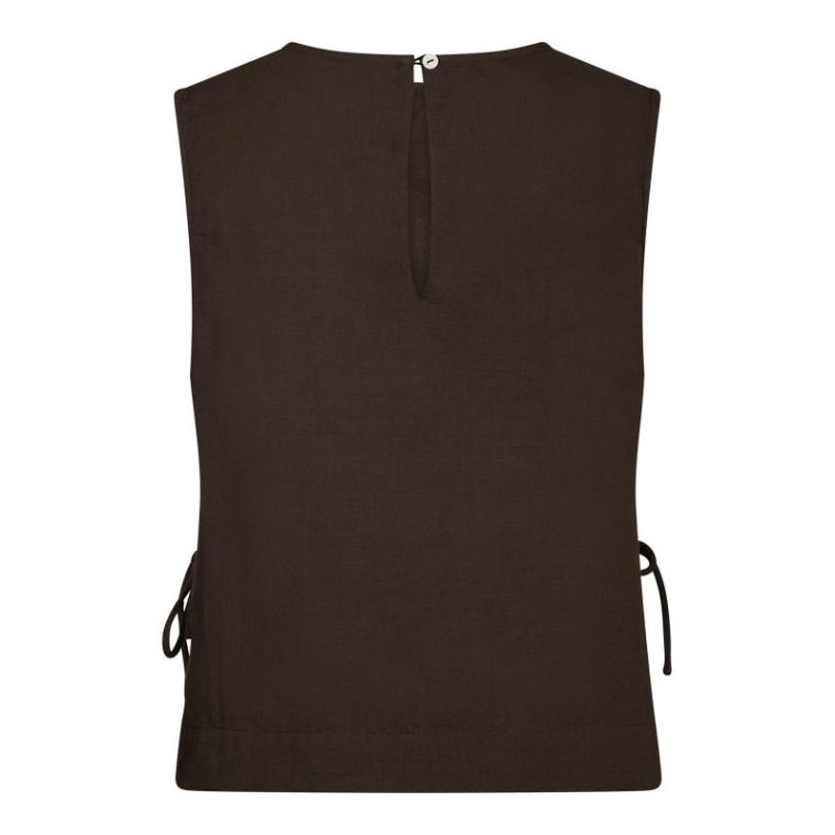 Neo Noir - Svetlana linen Top - Dark brown
